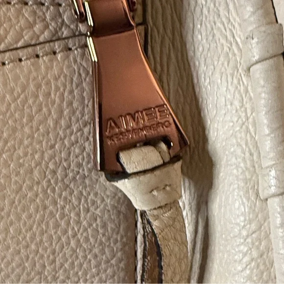 Aimee Kestenberg Leather Shoulder Bag Tote Purse Cream and Copper Lining - Picture 3 of 15